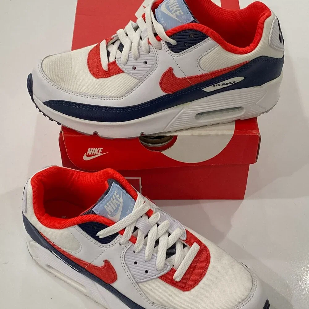 Nike Air Max 90 GS 7 Youth USA Denim Shoe with Box - Picture 1 of 7